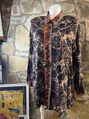 A.C. Sport USA Abstract Print Rayon Blouse 20W
